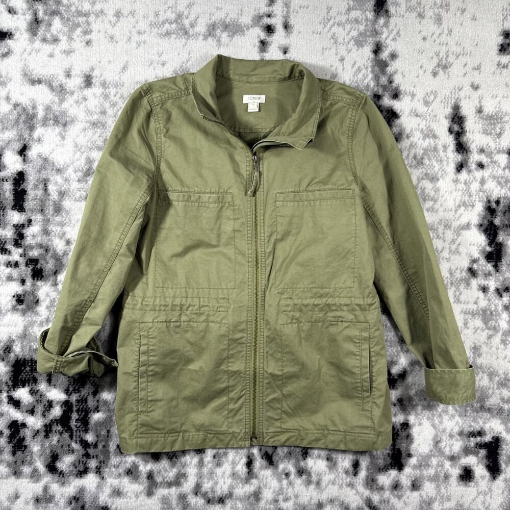 J Crew Jacket Womens Size Medium Green‎ Army Khaki Pockets Bomber